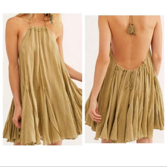 Free People Dresses & Skirts - Free People Catching Rays halter dress Moss NWOT